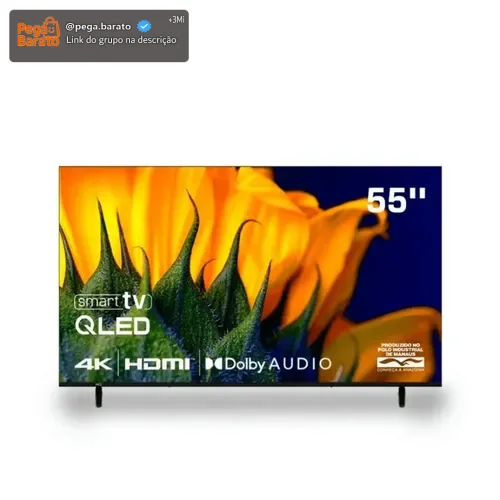 Televisão Smart Tv Hq 55 Qled, 4k Uhd, Dolby Audio, Wi-fi, Bluetooth, 3 Hdmi, 2 Usb, Netflix, Prime Video, Led Bivolt