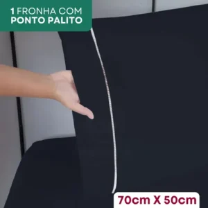 Kit Jogo De Cama Solteiro Padrão 2 Peças Percal Premium 400 Fios Fronha Ponto Palito Super Macio Confortável Cor Preto - Imagem 7