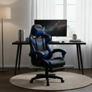 Cadeira Gamer Sweet Studio Ergonômica Reclinável em Couro Sintético Azul com Apoio de Pés - Imagem 2