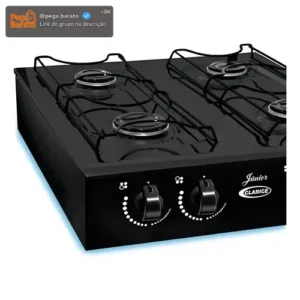Fogão Portátil 4 Bocas Clarice Junior Preto GLP Acendimento Manual - Imagem 1
