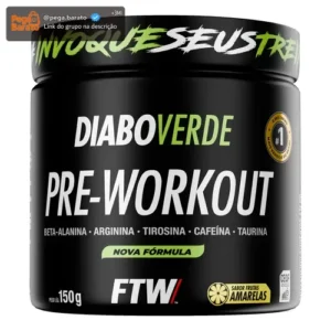 Pré Treino Pre Workout DIABO VERDE Pote 150g Sabor Frutas Amarelas FTW - Imagem 1