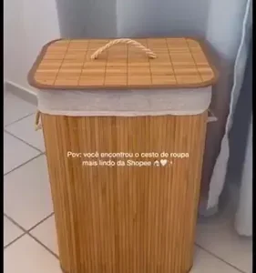 Vittak Cesto De Roupa Bambu 72 Litros Dobrável Retangular Com Tampa E Forro - Imagem 9