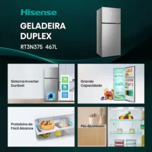 Geladeira Hisense Duplex Inox 467L Inverter Frost Free RT3N461 110V - Imagem 4