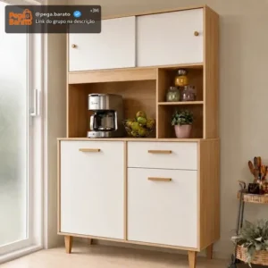 Armário De Cozinha Completa Compacta Dália 5 Portas 1 Gaveta Com Balcão Paneleiro Blue Moby - Imagem 1