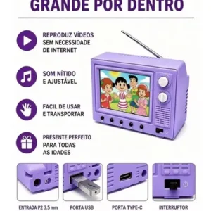 Mini Tv Portátil Retrô, Tela Usb Hd Recarregável De 2,4 - Imagem 5