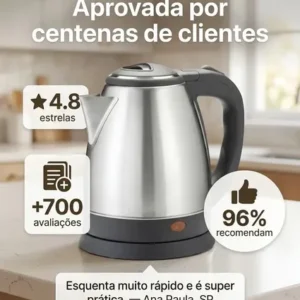 Chaleira Elétrica Inox 1,8L 1000W Aquecimento Rápido Automática - Imagem 11