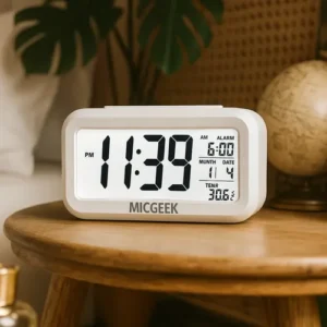 Relógio Digital Mesa Despertador Inteligente Cabeceira Quarto Idoso Com Sensor De Temperatura Micgeek - Imagem 8