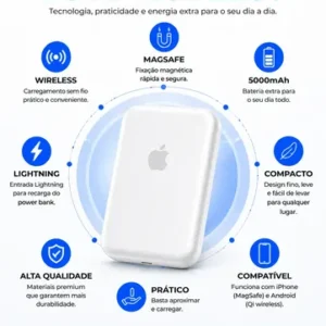 Power Bank Carregador Magsafe 5000mh Magnético Iphone Induçã - Imagem 8