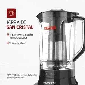 Liquidificador L-900 Fb Turbo 900w 2,7 Litros Preto Mondial - Imagem 3