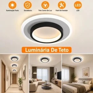 Luminária De Teto Sobrepor Plafon LED Pendente Redonda Luz Moderna - Luz Branco Frio, Quente e Neutro - Imagem 7