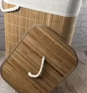 Vittak Cesto De Roupa Bambu 72 Litros Dobrável Retangular Com Tampa E Forro - Imagem 8