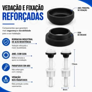 Kit Descarga Caixa Acoplada Reparo Completo Duplo Botão Mecanismo Universal Tipo Para Bacia Vaso Sanitário Louça Privada 3/6 Litros Superior Banheiro Casa Residencial Comercial Vmd Homecenter - Imagem 8