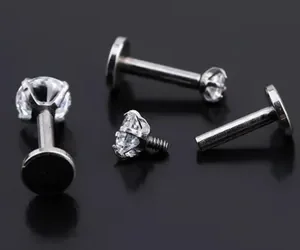 Kit Piercing Tragus Cartilagem Titânio Zircônia Antialérgico 6x3mm - Imagem 7