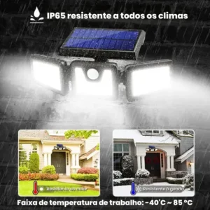 Refletor Solar Led 3 Cabeças Ajustavel Sensor Movimento 50w - Imagem 9