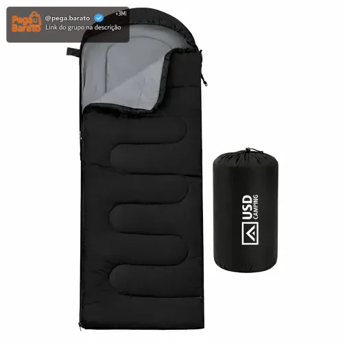 Saco De Dormir Camping Impermeável Usd Confortável 2,10m X 75cm C/ Bolsa De Transporte Cor Preto