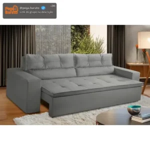Sofá Retrátil E Reclinável Com Molas 1,80m Vegas Suede Cinza - Imagem 1