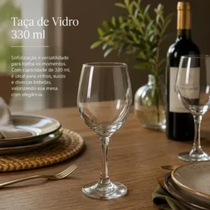 Jogo 6 Taças Vidro Vinho Tinto Agua Mesa Posta Premium - Imagem 3
