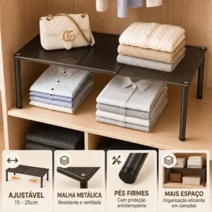 Organizador De Armário Extensível 37 A 62cm Preto - Imagem 6