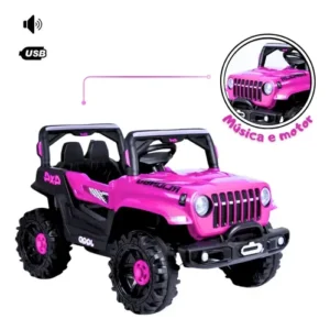 Jipe Infantil Elétrico 12v Carrinho Controle Remoto Música Brinq Kids - Imagem 7