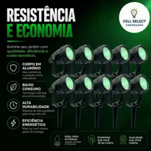 Kit 10 Luminária Espeto Jardim Super Led 7w Ip65 Prova Dágua - Imagem 8