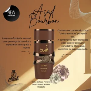Perfume Árabe Asad Bourbon Lattafa 100ml Masculino - Imagem 5