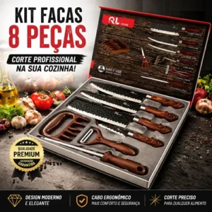 Conjunto De Facas Chef Profissional 8 Peças Churrasco Inox - Imagem 3