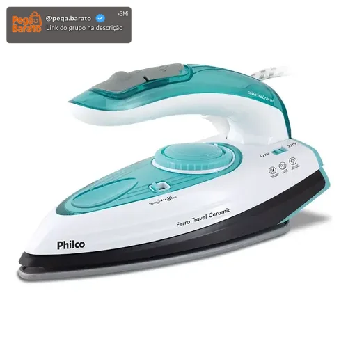 Ferro De Passar Philco Travel Ceramic Vapor Extra Bivolt Azul-turquesa