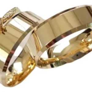 Alianças Casamento Moeda Antiga 8mm Chanfrada + Gravação - Imagem 2