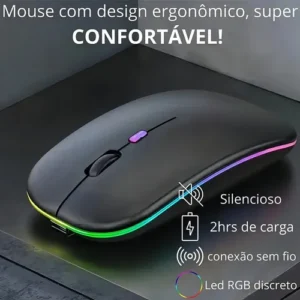 Mouse Sem Fio Dual Bluetooth 2.4GHz USB Recarregável Silencioso Para Notebook PC - Imagem 11