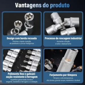 Jogo De Chave Torx Soquete 34 Peças Aço Cromado 3/8 E 5/16 - Imagem 9