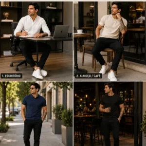 Calça Sarja Masculina Social Slim Elastano Bolso Embutido - Imagem 7