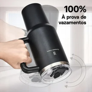 Copo Térmico Gigante 1,2l Inox Com Tampa E Inox Canudo Cor Preto Cor Pura / Material Fosco - Imagem 4