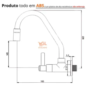 Torneira De Cozinha Pia Parede Bica Móvel Giratória Abs - Imagem 4