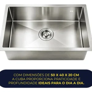 Cuba Cozinha Gourmet Aço Inox 304 Escovado 50x40 Cor Prata Brinovar - Imagem 3