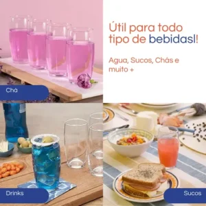 Jogo Kit Copo Vidro Oca 300ml Com 6 Peças Nadir - Agua Suco - Imagem 7