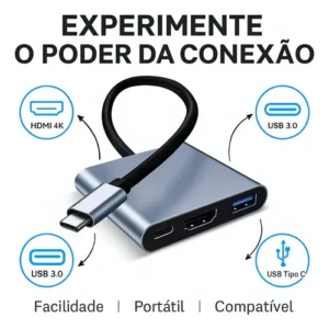 Adaptador Conversor Usb 3.0 Tipo C Para Hdmi 4k 3 Em 1 - Imagem 3