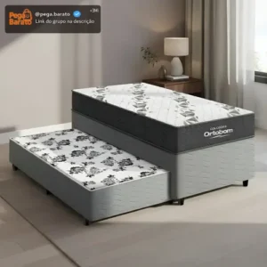Box Solteiro Colchão D33 Ortobom Airtech+auxiliar De Espuma Cor Cinza - Imagem 1