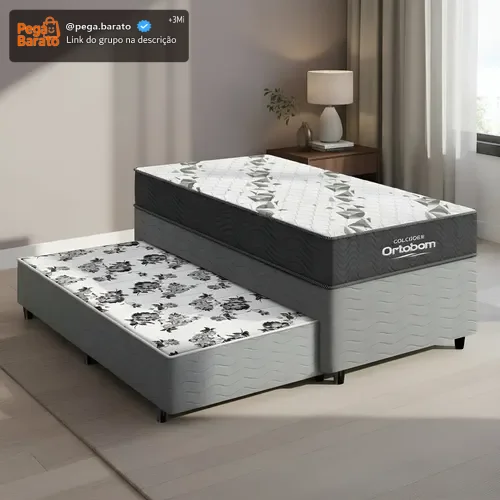 Box Solteiro Colchão D33 Ortobom Airtech+auxiliar De Espuma Cor Cinza