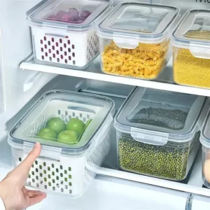 Kit 3 Organizadores Geladeira Alimentos Vegetais Com Tampas - Imagem 9