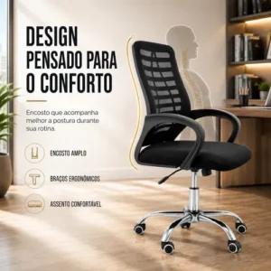 Cadeira Escritório Ergonômica Mesh Altura Ajustável 120kg - Imagem 6