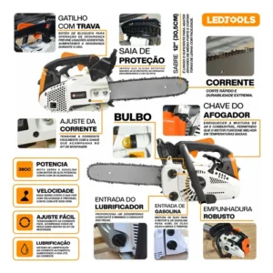 Motosserra A Gasolina 38cc 2t Profissional Sabre 12pol 30cm - Imagem 3