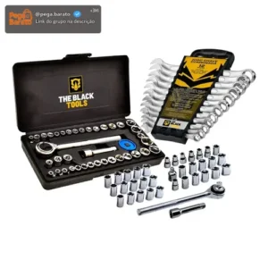 Kit Ferramentas The Black Tools com Jogo de Soquetes 40 Peças e Chaves Combinadas de 6 a 22mm - Imagem 1