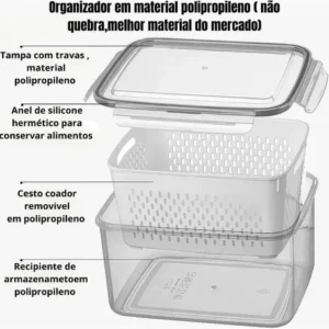 Kit 3 Organizadores Geladeira Alimentos Vegetais Com Tampas - Imagem 6