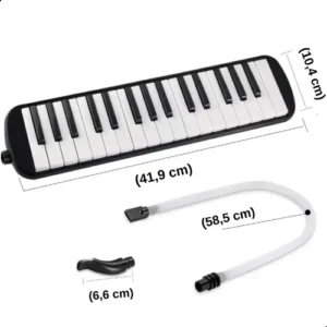 Escaleta Melodica Bertô Preto 32 Teclas Capa Bocal Mangueira - Imagem 8