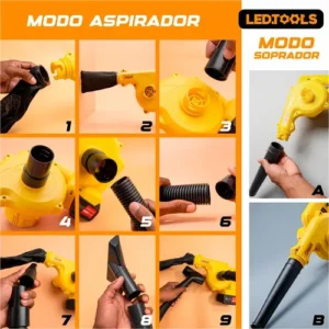 Soprador De Folhas Sem Fio Bateria Elétrico Com Saco Coleto - Imagem 10