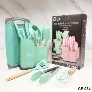 19 Peças Kit Utensilios Cozinha Tábua Em Silicone Espátula - Imagem 10