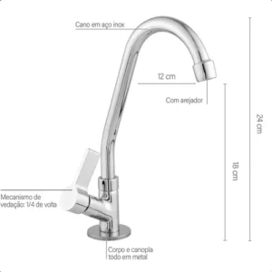 Torneira De Cozinha De Bancada Bica Móvel Pia Metal - Imagem 4