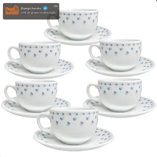Conjunto 12 Peças Xícaras 150ml Com Pires Para Café E Chá