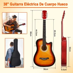 Kit 38in Violão Acústico Clássico Iniciante Afinador+estojo - Imagem 8