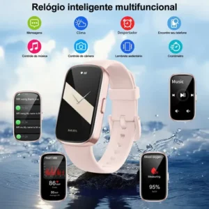 Relógio Academia Rosa Relógio Para Academia Rosa Smartwatch Esportivo, Resistente À Água, Monitoramento Cardíaco E Sono, Bateria Duradoura Para Treinos E Rotina Diária - Imagem 5